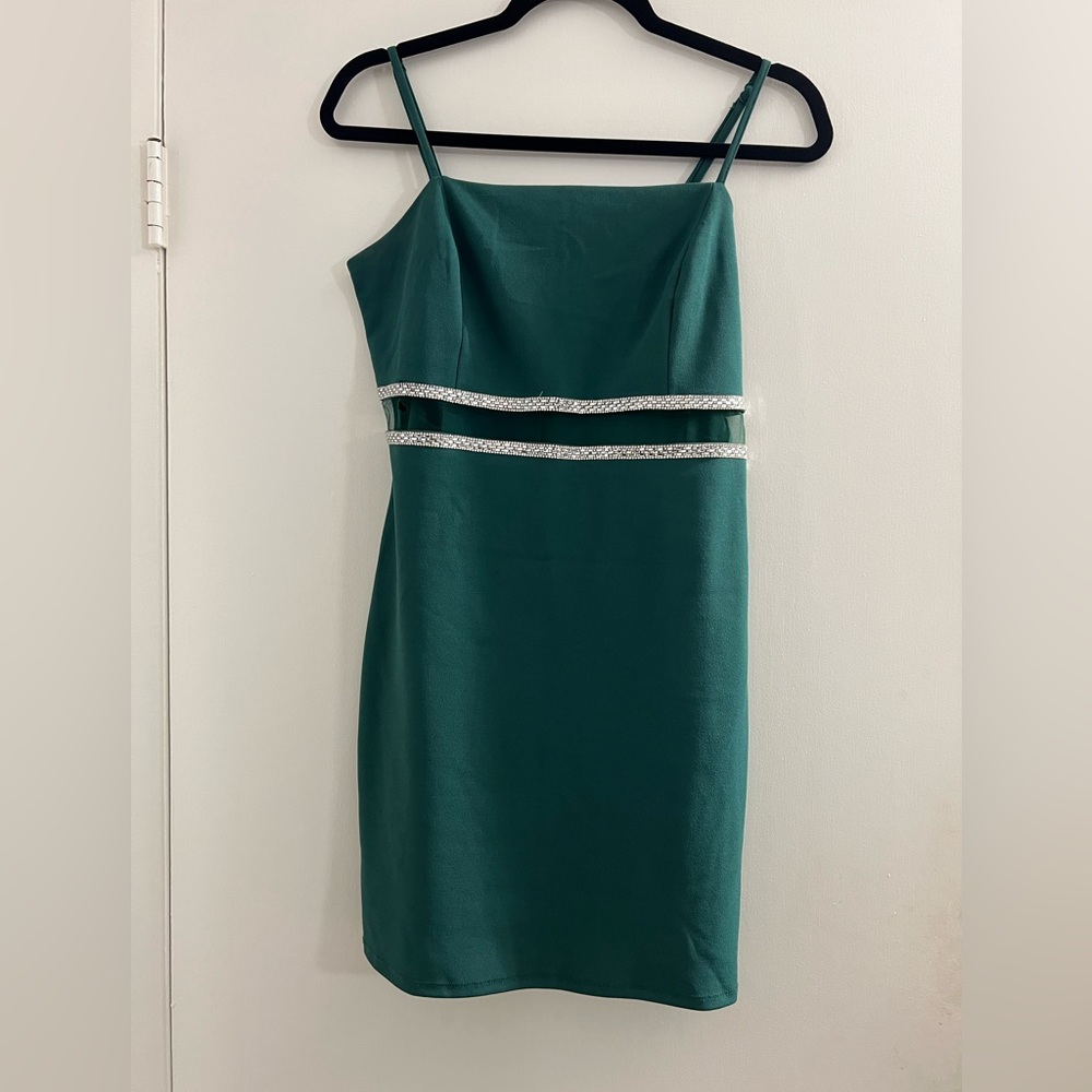 Inspired Hearts Teal Mini Dress with Silver Details